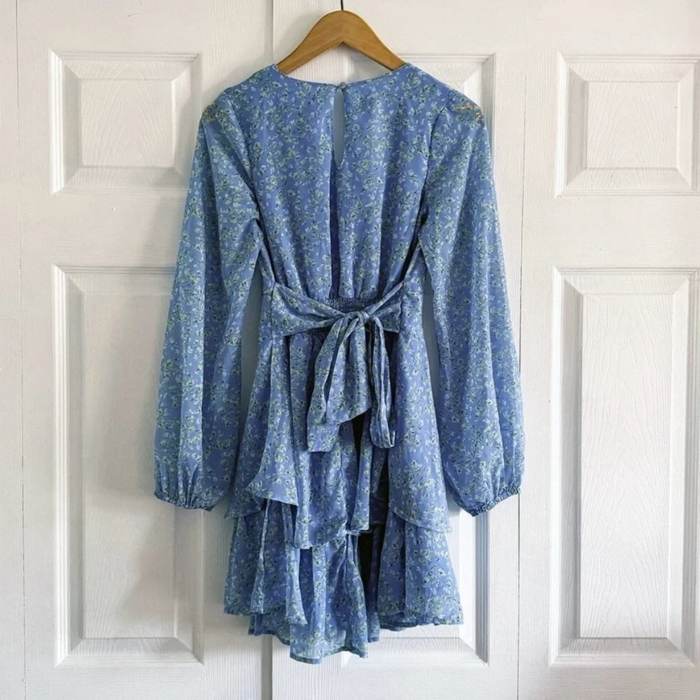 Japna Blue Floral Mini Dress - Picture 3 of 8